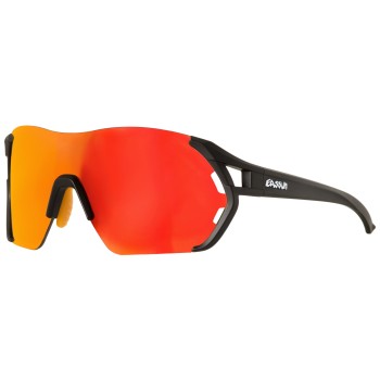 Cycling Sunglasses Veleta EASSUN, CAT 2 Solar Lens, Matte Black Frame and Red REVO Lens