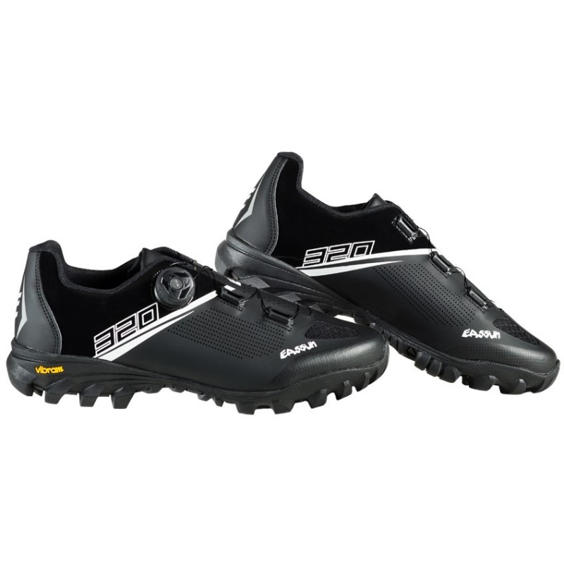 Chaussures de Cyclisme VTT 320 EASSUN, Ajustables et Antidérapantes avec Système de Ventilation, Noire et Rouge