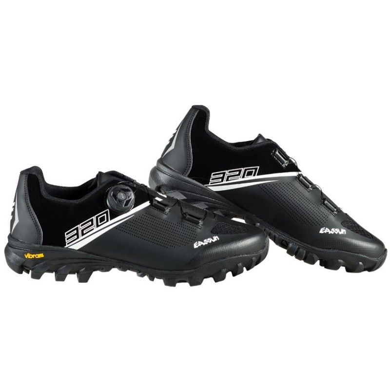 MTB Cycling Shoes 320 EASSUN, Adjustable and Non-Slip with Ventilation System, Black and White