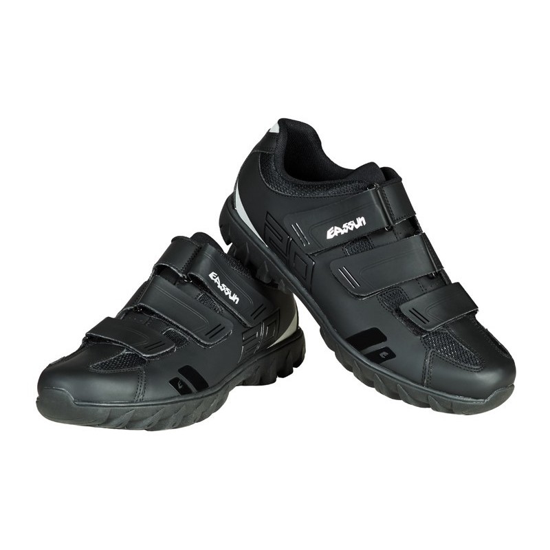Zapatillas MTB de Ciclismo 021 EASSUN, Ajustables y Antideslizantes con Sistema de Ventilación, Negros y Rojos