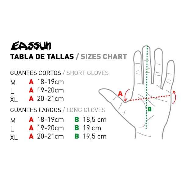 Tabla de Tallas de Guantes Cortos y Largos EASSUN