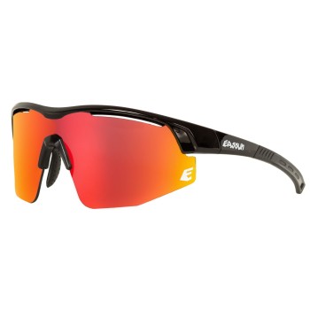 Gafas de Sol Deportivas de Running Sprint EASSUN con Lente Roja REVO y Solar CAT 3, Montura Negra Brillante Ajustable
