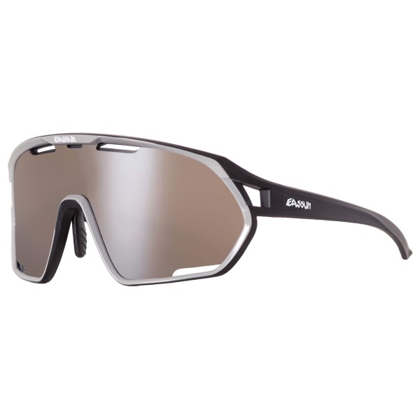 Cycling Sunglasses Paradiso EASSUN, CAT 3 Solar Lens with Black-Silver Frame and Silver Lens