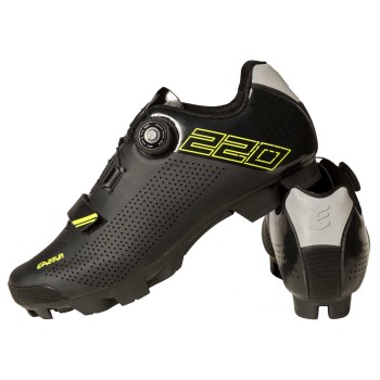 Black and Yellow 220 EASSUN MTB Cycling Shoes, Adjustable and Slip-Resistant with Side Ventilation, Size 42