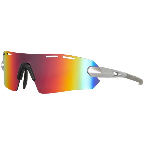 Marathon EASSUN Laufbrille, Sonnenbrille CAT 3, Verstellbar und Leichtgewicht mit Belüftungssystem, Silber und Rot