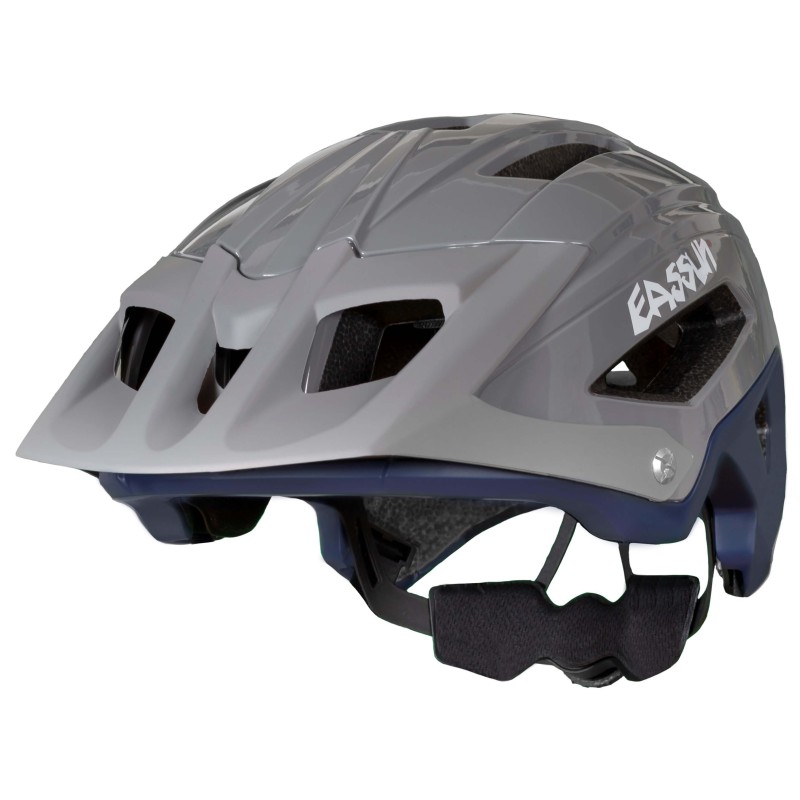 Front View Enduro MTB Tuca EASSUN Helmet with Visor, Very Light and Ventilated, Black