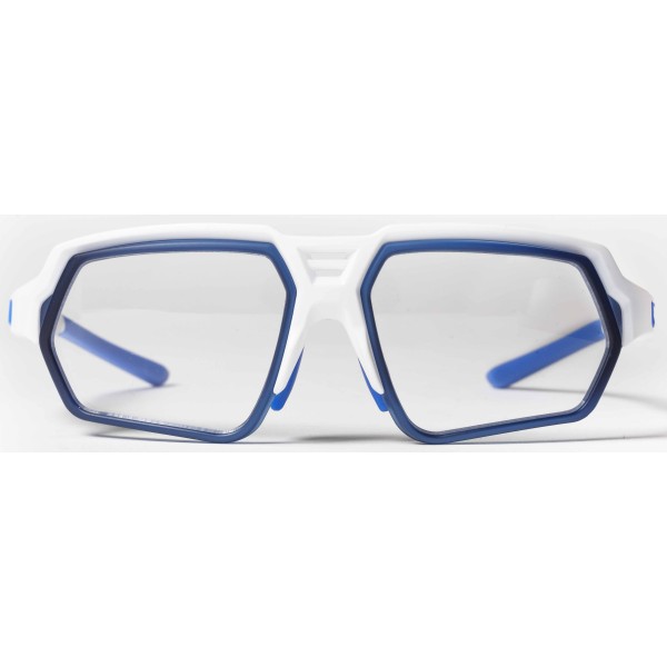 Summit RX EASSUN Sports Glasses, Adjustable, Lightweight, and Graduated, Matt White and Clear Blue Rims