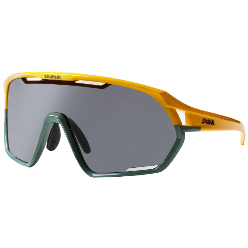 Lunettes de Soleil de Cyclisme Paradiso EASSUN, CAT 3, avec Monture Vert Chasseur et Vert Clair et Verre Argenté de CAT 3