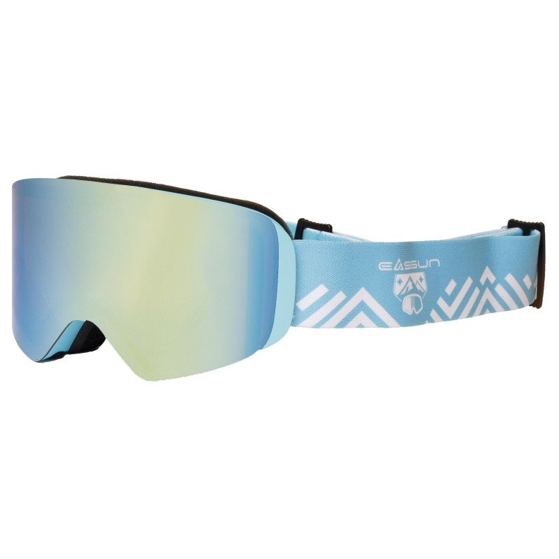 Masque de Ski/Snowboard Pour Enfants Molina EASSUN, Solaire CAT 3, Monture Bleu Clair et Verres Dorés
