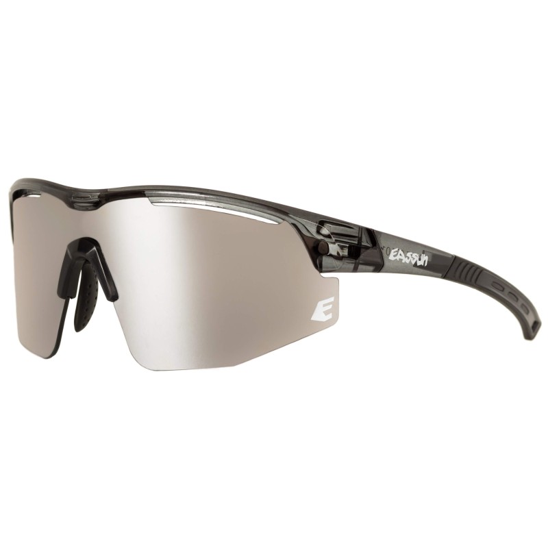 Gafas de Sol Deportivas de Running Sprint EASSUN con Lente Gris Clara y Solar CAT 3, Montura Plateada Brillante Ajustable