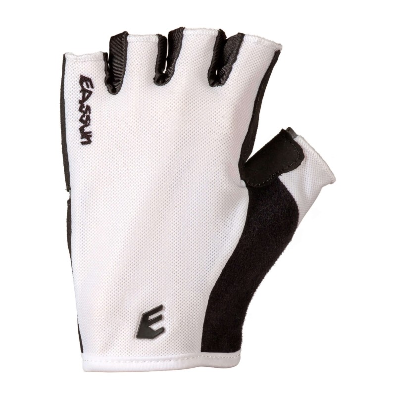 White Sport Gel G10 EASSUN Short Gloves for MTB Cycling, Breathable and Adjustable