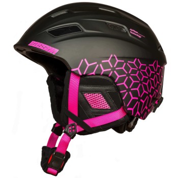 Adult Ski/Snow Helmet Aran Print EASSUN, Black and Magenta, Very Lightweight and Adjustable with Ventilation System